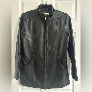 Worthington Genuine Lambskin Full Zip Black Jacket Size Petite Small